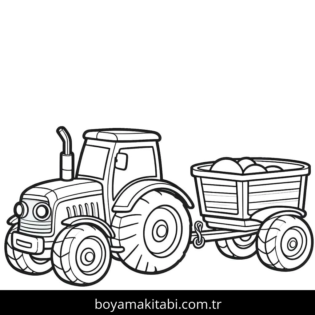 Traktör boyama sayfası – el becerilerini geliştirir, boyama çalışması