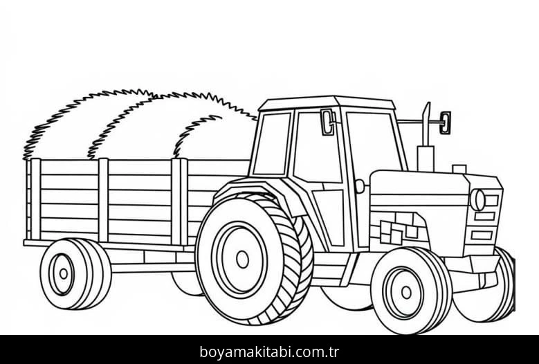Traktör boyama sayfası – çocuk aktivitesi, PDF indir