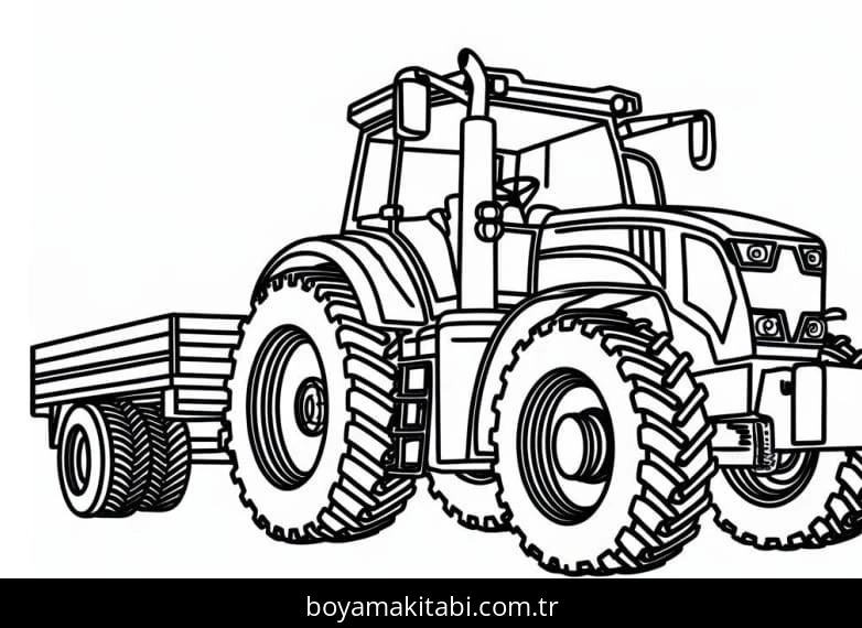 Traktör boyama sayfası – renkli çizimler, okul öncesi