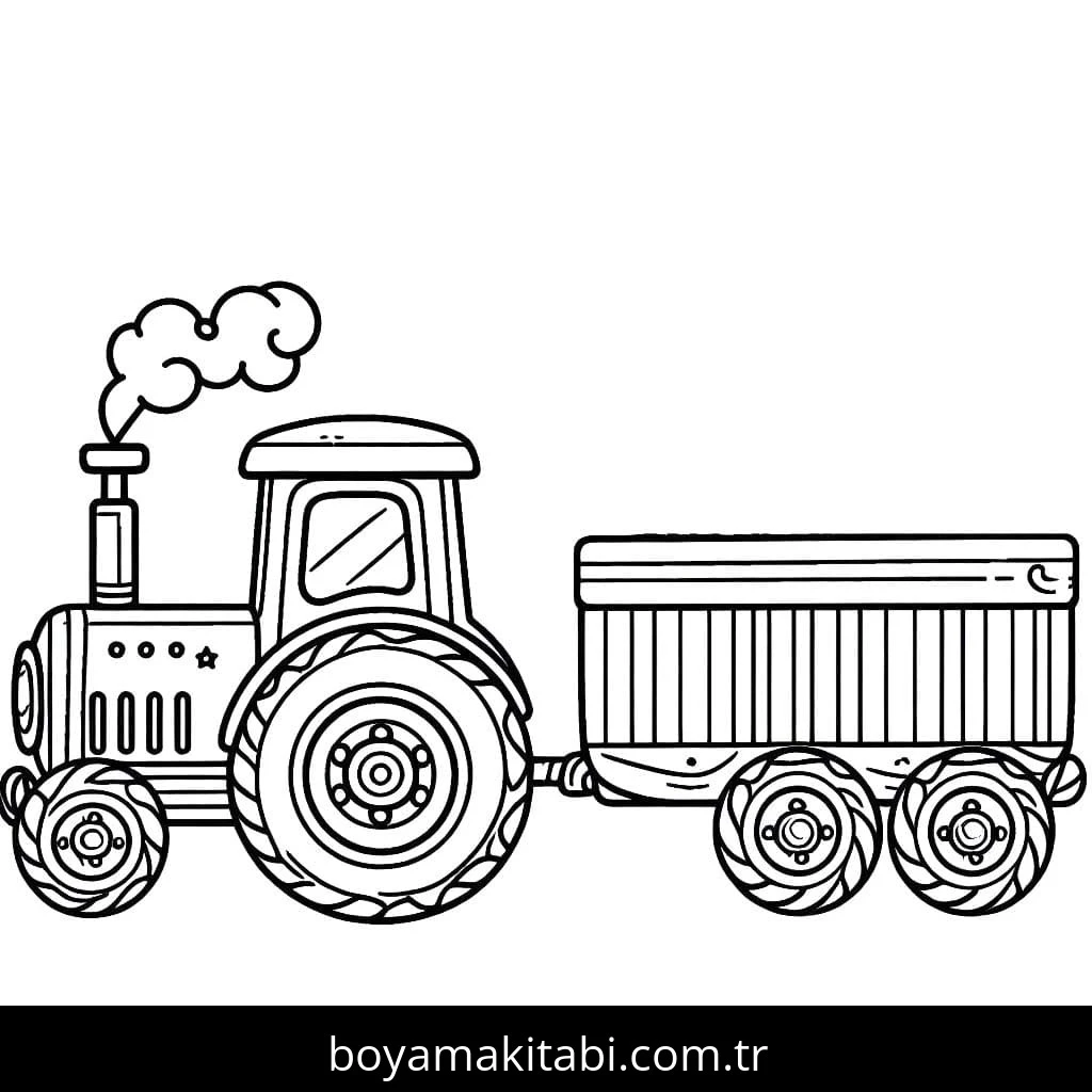 Traktör boyama sayfası – çocuklar için, çizgi film temalı
