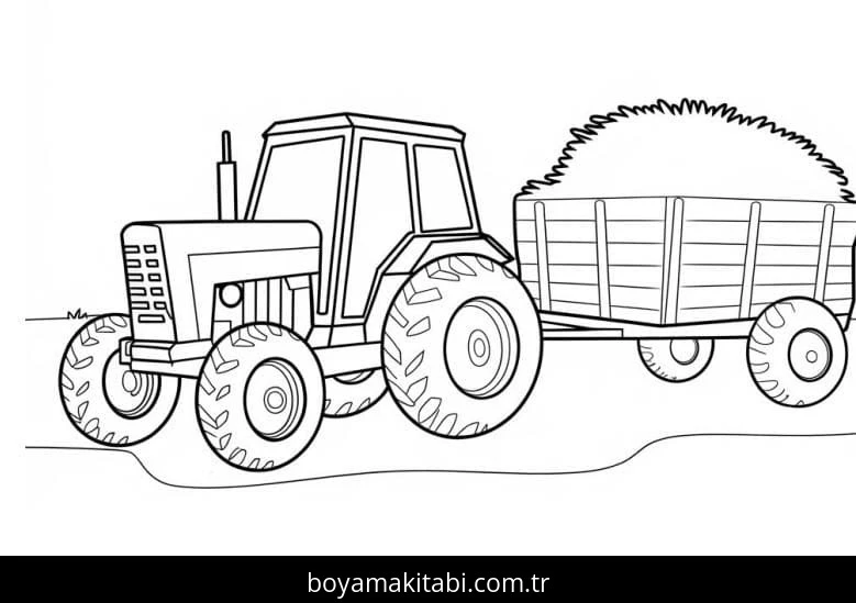 Traktör boyama sayfası – kolay boyama, eğitici aktivite