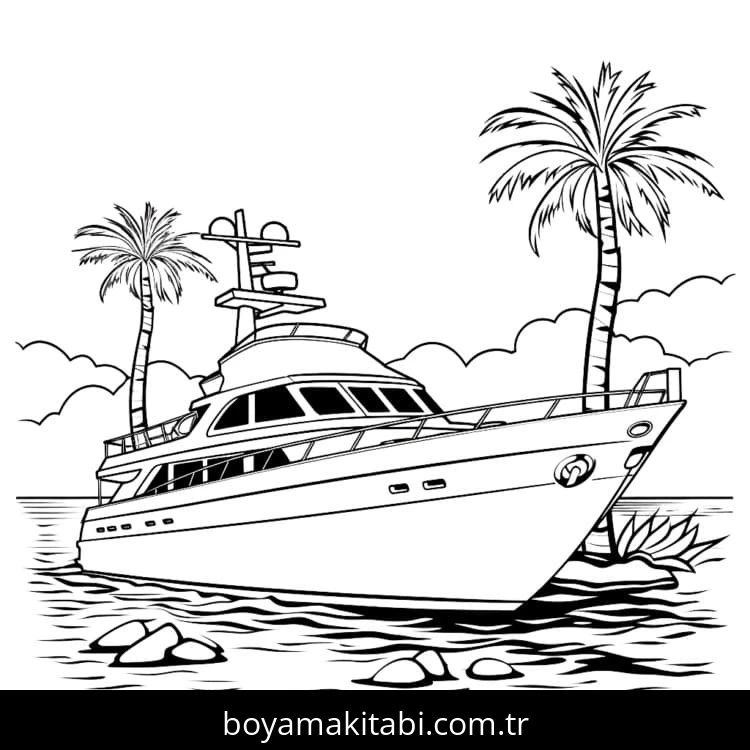 Yat boyama sayfası – PDF indir, sevimli karakter