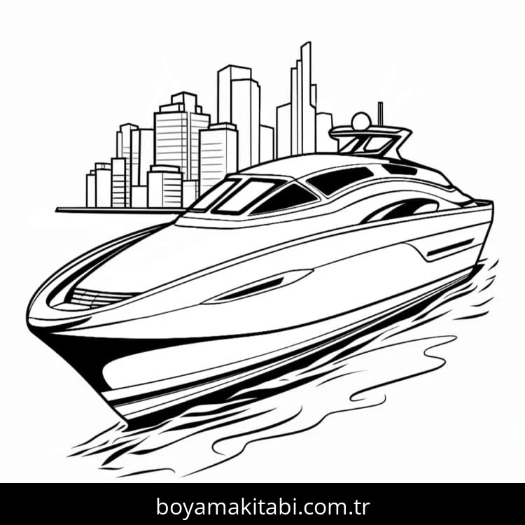 Yat boyama sayfası – sevimli karakter, sanatsal çalışma