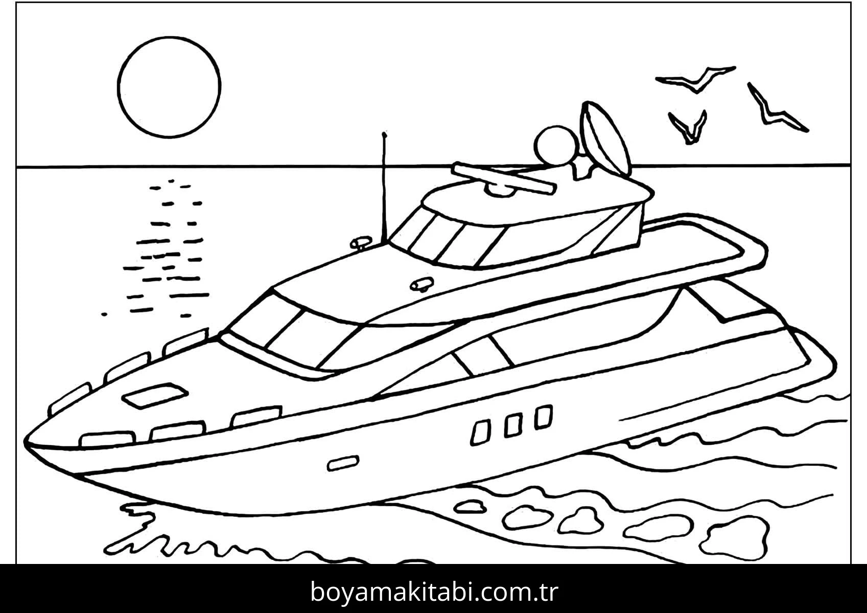 Yat boyama sayfası – keyifli zaman, renkli çizimler