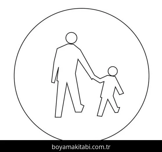 Trafik İşaretleri boyama sayfası – sevimli karakter, sanatsal çalışma