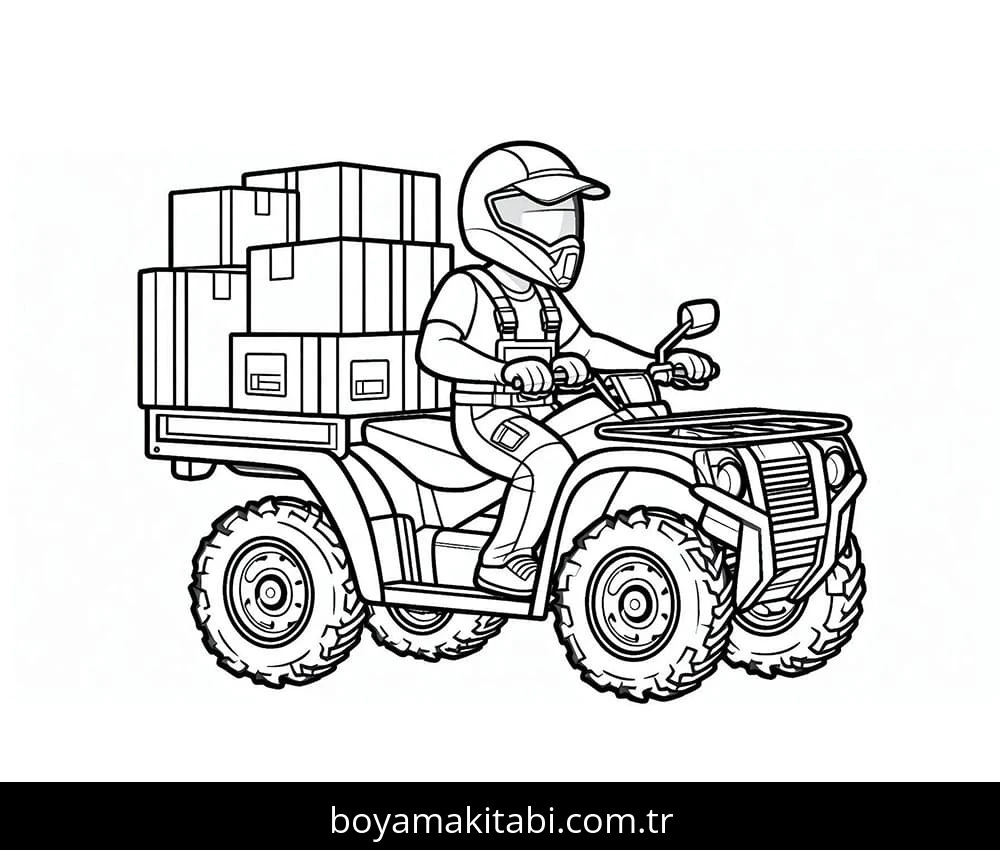 Off Road boyama sayfası – çizgi film temalı, basit çizim