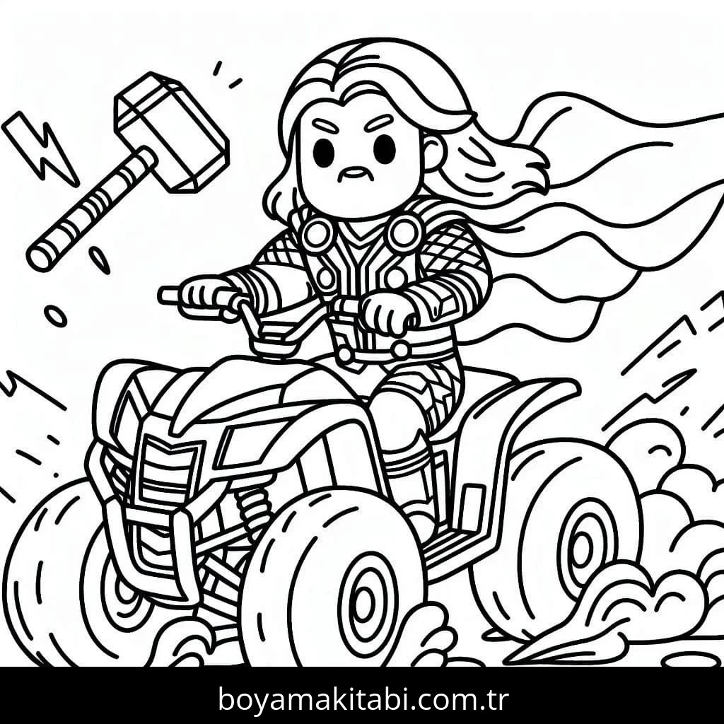 Off Road boyama sayfası – sevimli karakter, sanatsal çalışma