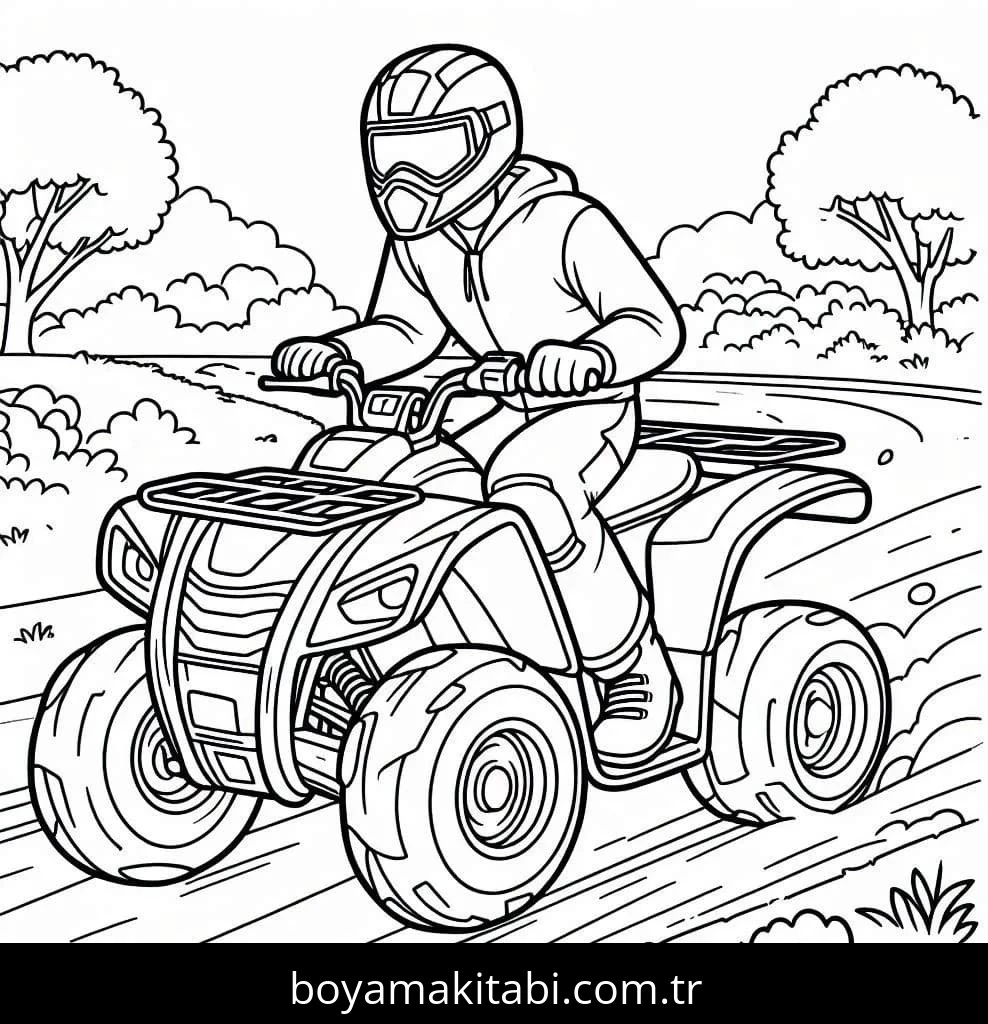 Off Road boyama sayfası – çizgi film temalı, basit çizim
