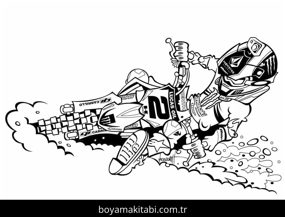 Motosiklet boyama sayfası #82 – keyifli zaman, renkli çizimler
