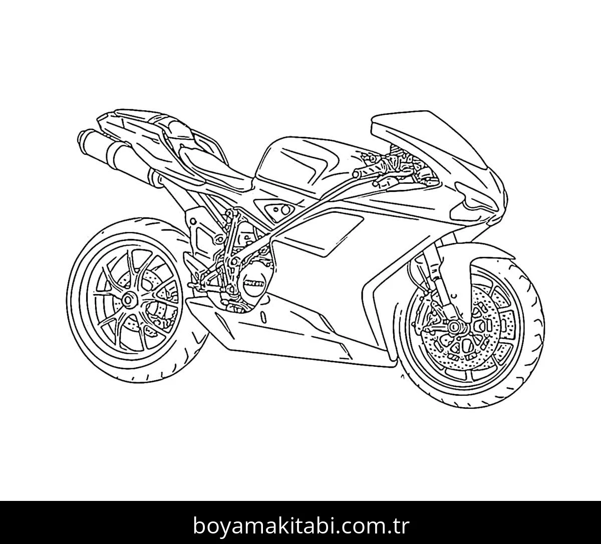 Ducati Motosiklet boyama sayfası – çocuklar için, çizgi film temalı
