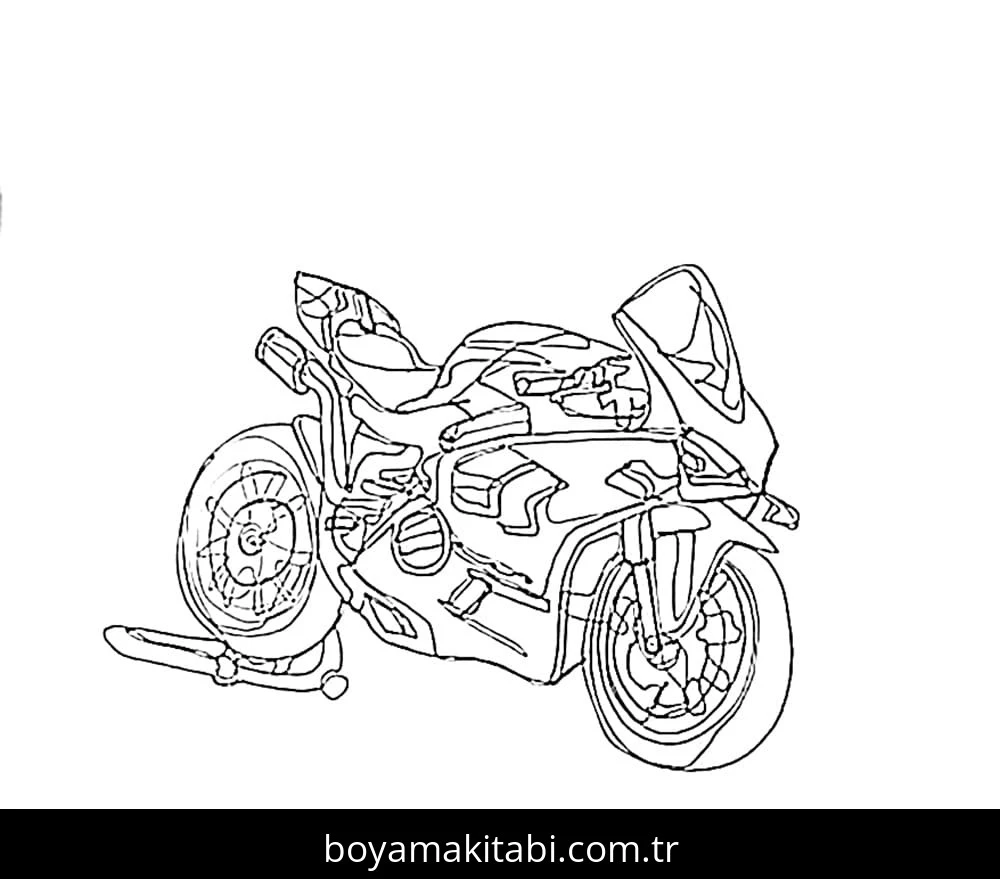 Ducati Motosiklet boyama sayfası – çizgi film temalı, basit çizim