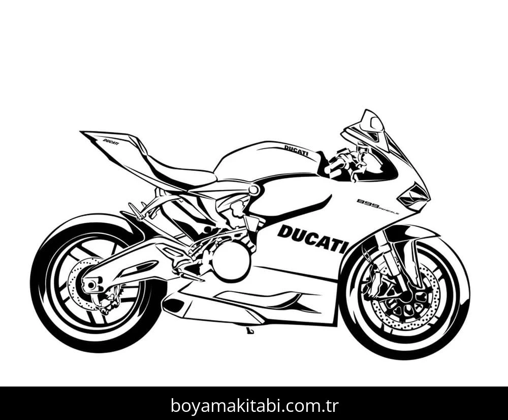 Ducati Motosiklet boyama sayfası – evde etkinlik, ücretsiz yazdır