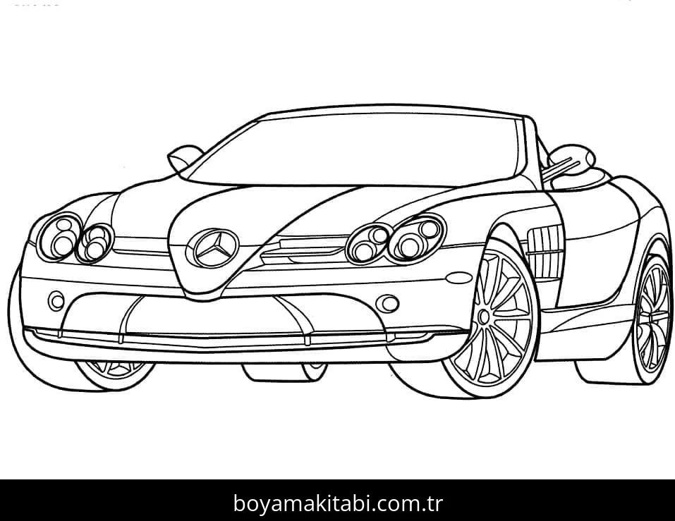 Mercedes boyama sayfası – boyama çalışması, yaratıcılığı geliştirir
