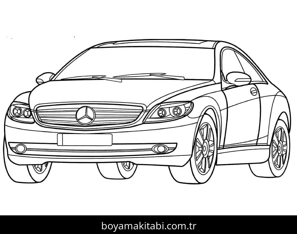 Mercedes boyama sayfası – eğlenceli etkinlik, el becerilerini geliştirir