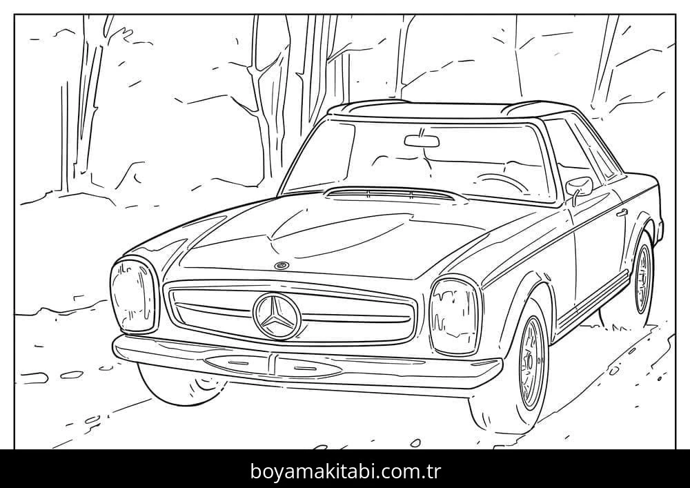 Mercedes boyama sayfası – boyama çalışması, yaratıcılığı geliştirir