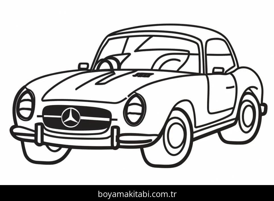 Mercedes boyama sayfası – renkli çizimler, okul öncesi