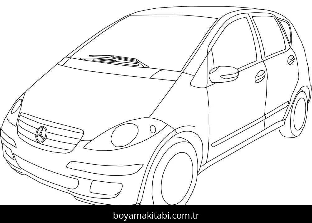 Mercedes boyama sayfası – eğlenceli etkinlik, el becerilerini geliştirir