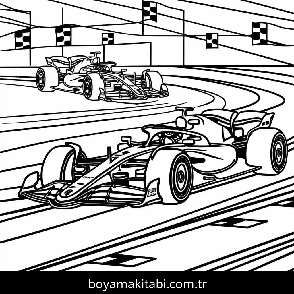 Formula 1 boyama sayfası – okul öncesi, evde etkinlik