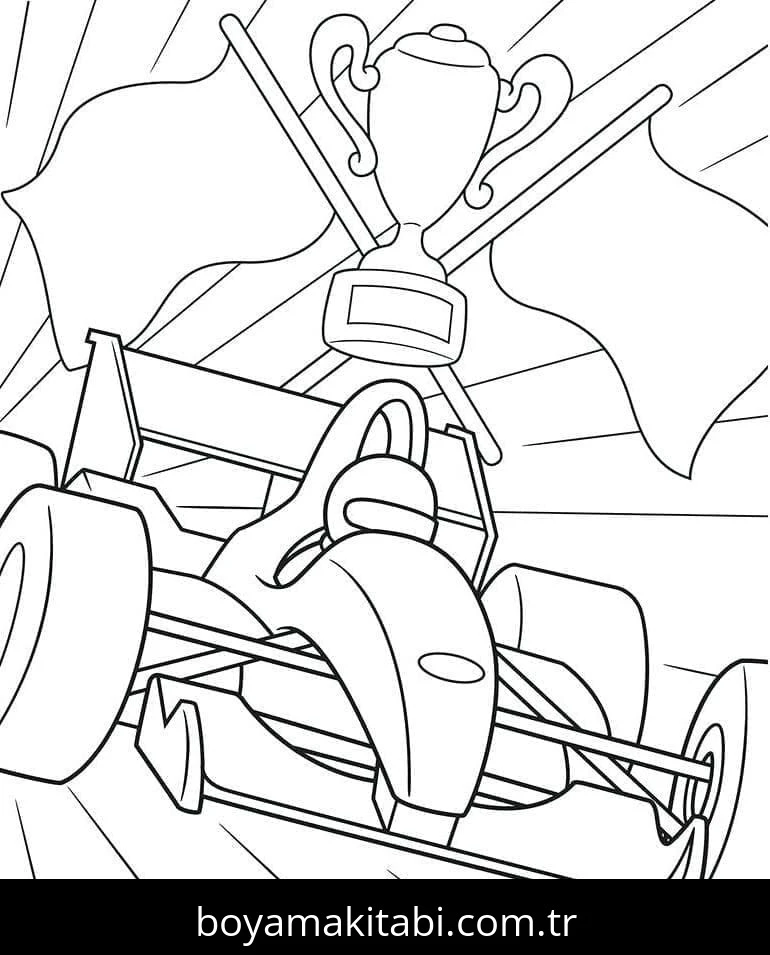 Formula 1 boyama sayfası – keyifli zaman, renkli çizimler