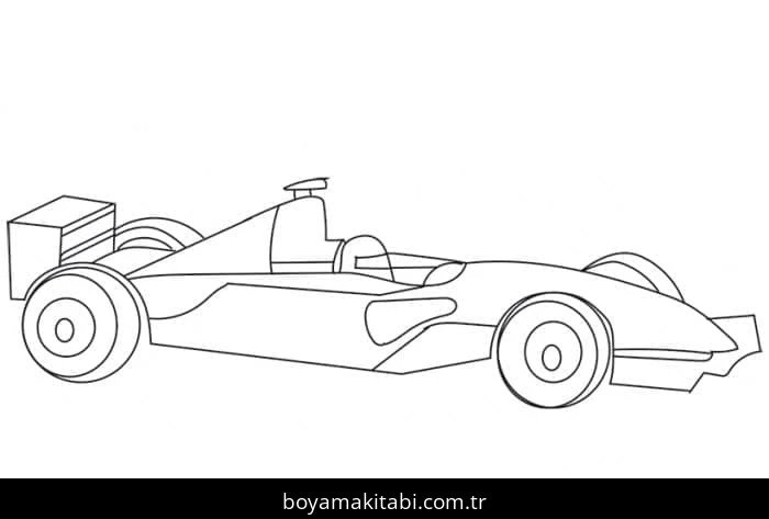 Formula 1 boyama sayfası – basit çizim, kolay boyama