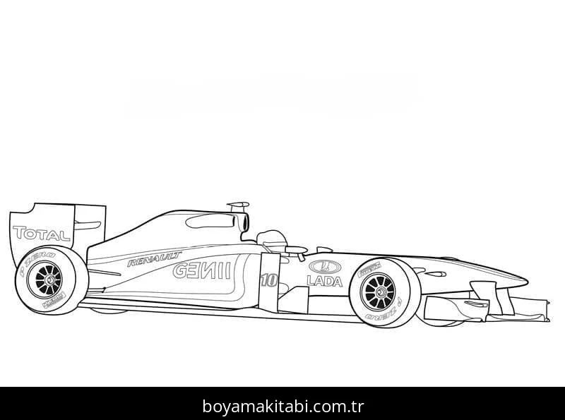Formula 1 boyama sayfası – eğitici aktivite, yaratıcılık
