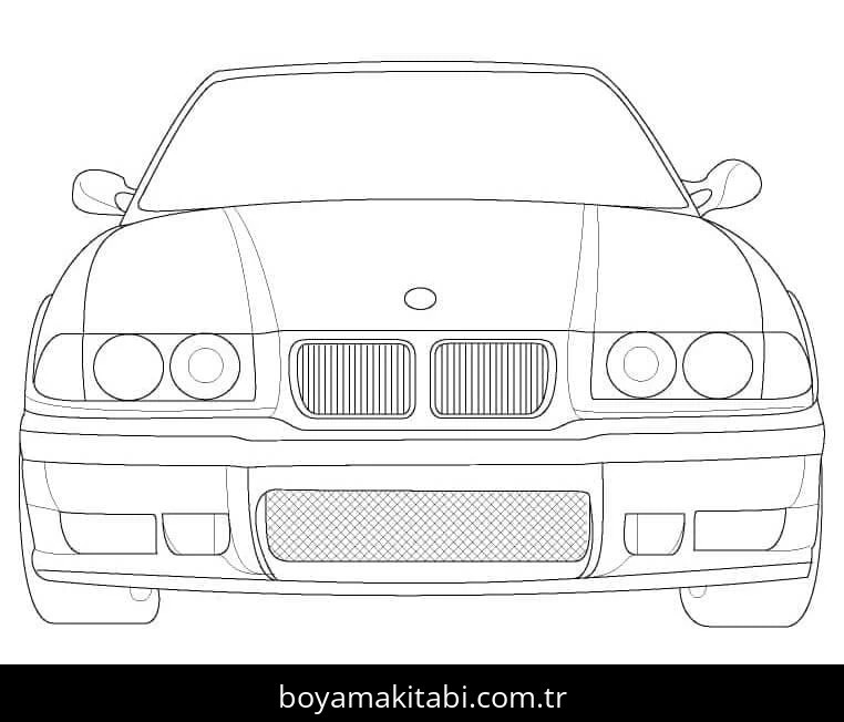 BMW boyama sayfası – sevimli karakter, sanatsal çalışma