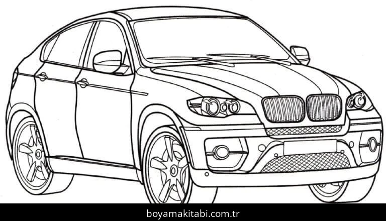 BMW boyama sayfası – sevimli karakter, sanatsal çalışma