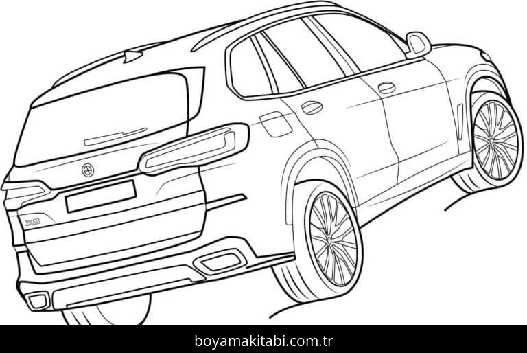 BMW boyama sayfası – çizgi film temalı, basit çizim