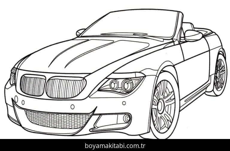 BMW boyama sayfası – sevimli karakter, sanatsal çalışma