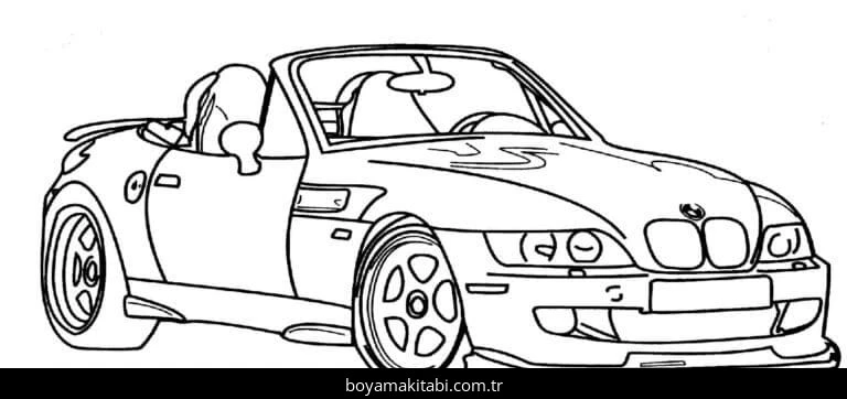 BMW boyama sayfası – çizgi film temalı, basit çizim