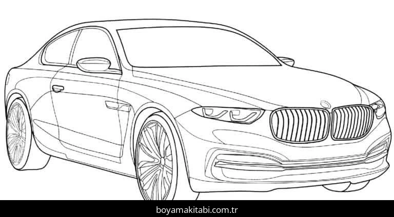 BMW boyama sayfası – basit çizim, kolay boyama