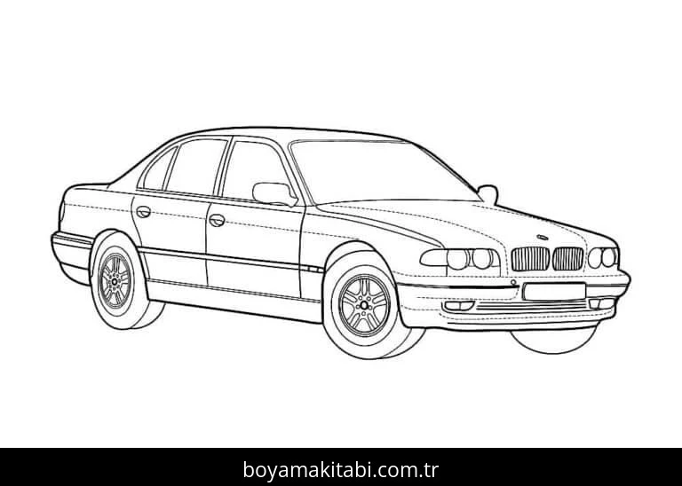 BMW boyama sayfası – PDF indir, sevimli karakter