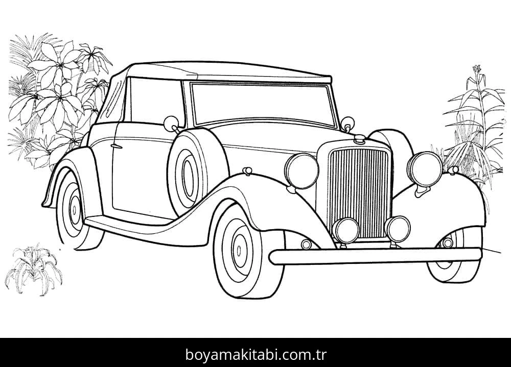 Rolls Royce boyama sayfası – el becerilerini geliştirir, boyama çalışması