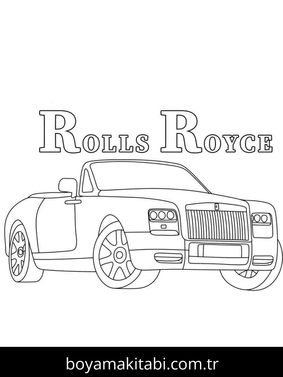 Rolls Royce boyama sayfası – renkli çizimler, okul öncesi