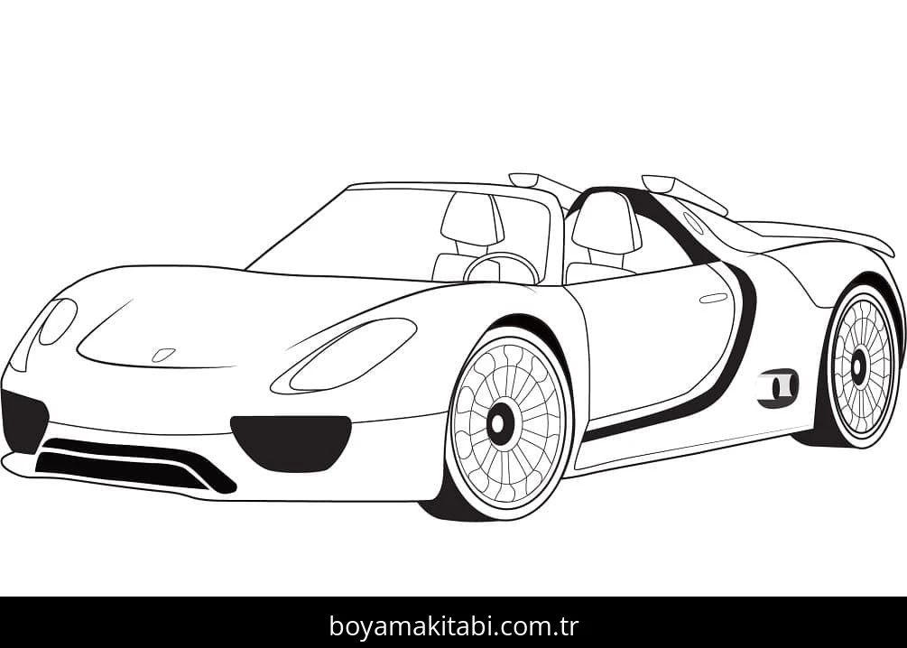 Porsche boyama sayfası – el becerilerini geliştirir, boyama çalışması