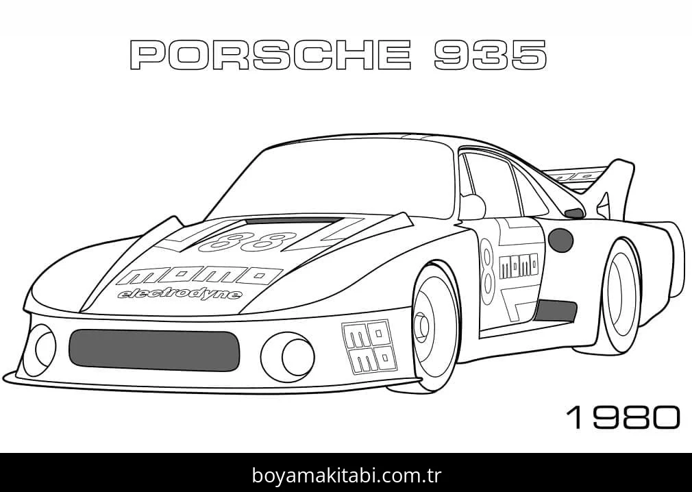 Porsche boyama sayfası – keyifli zaman, renkli çizimler