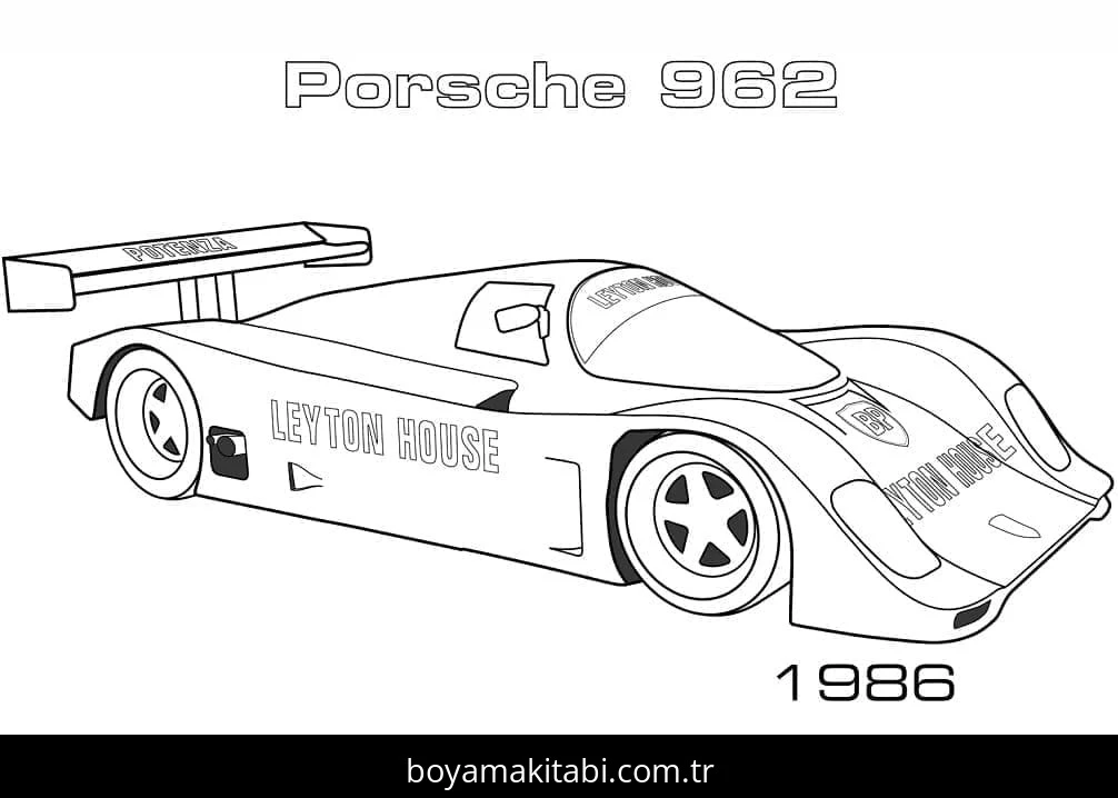 Porsche boyama sayfası – sanatsal çalışma, çocuklar için