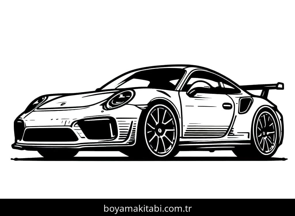 Porsche boyama sayfası – boyama çalışması, yaratıcılığı geliştirir