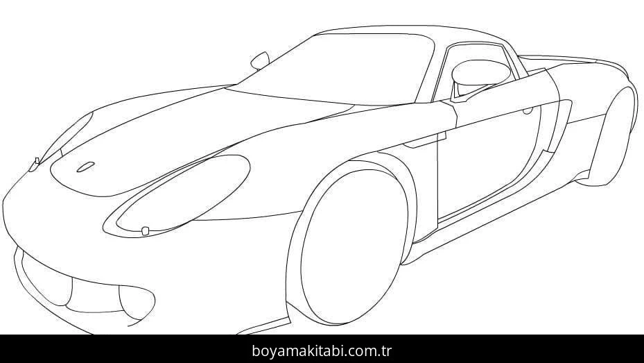 Porsche boyama sayfası – renkli çizimler, okul öncesi