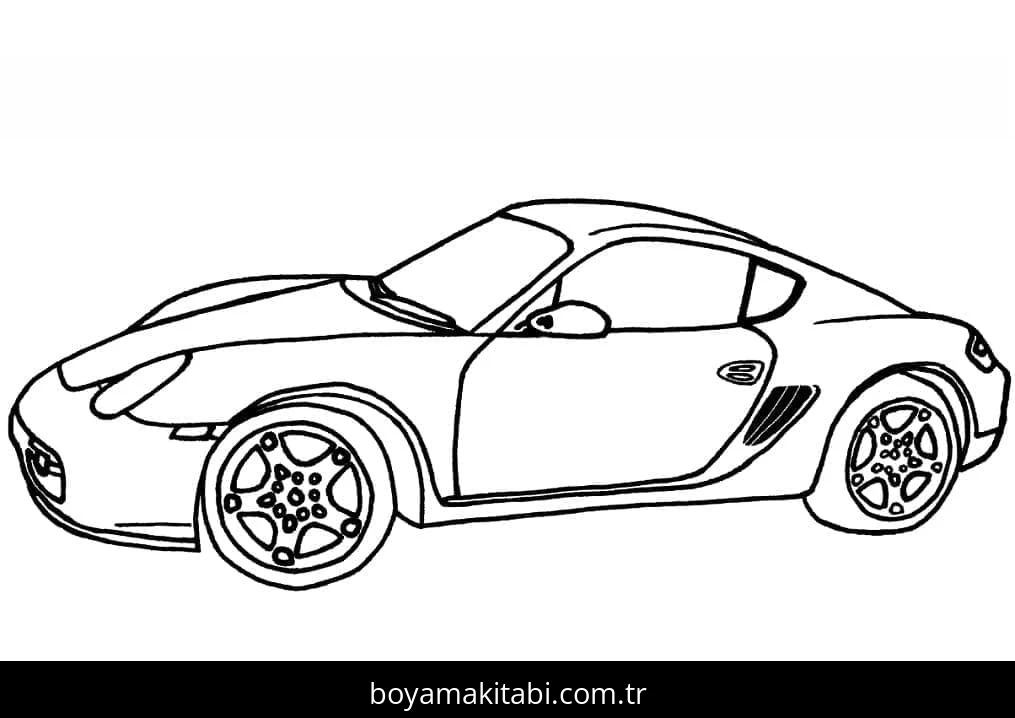Porsche boyama sayfası – çocuklar için, çizgi film temalı