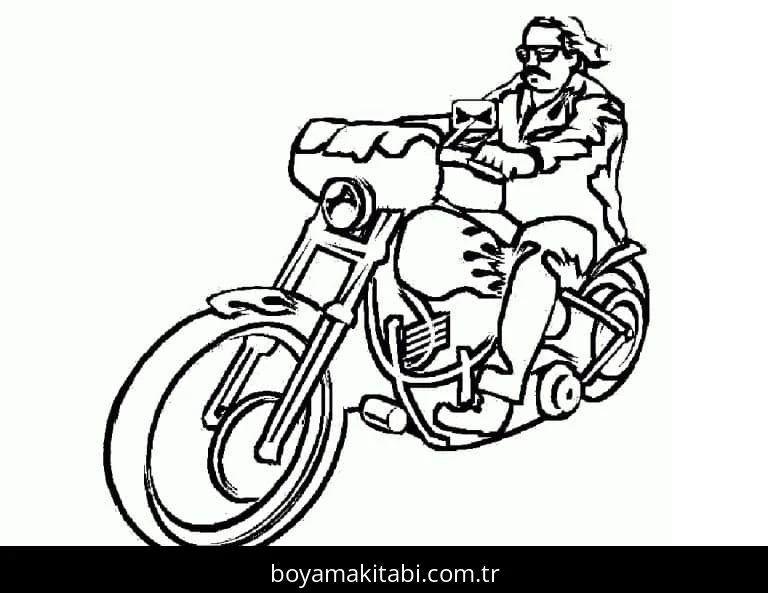 Motosiklet boyama sayfası #108 – sınıf etkinliği, kolay indirilebilir
