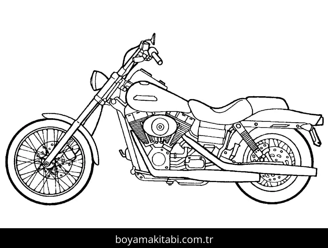 Motosiklet boyama sayfası #110 – motor becerileri destekler, mürekkep tasarrufu sağlar
