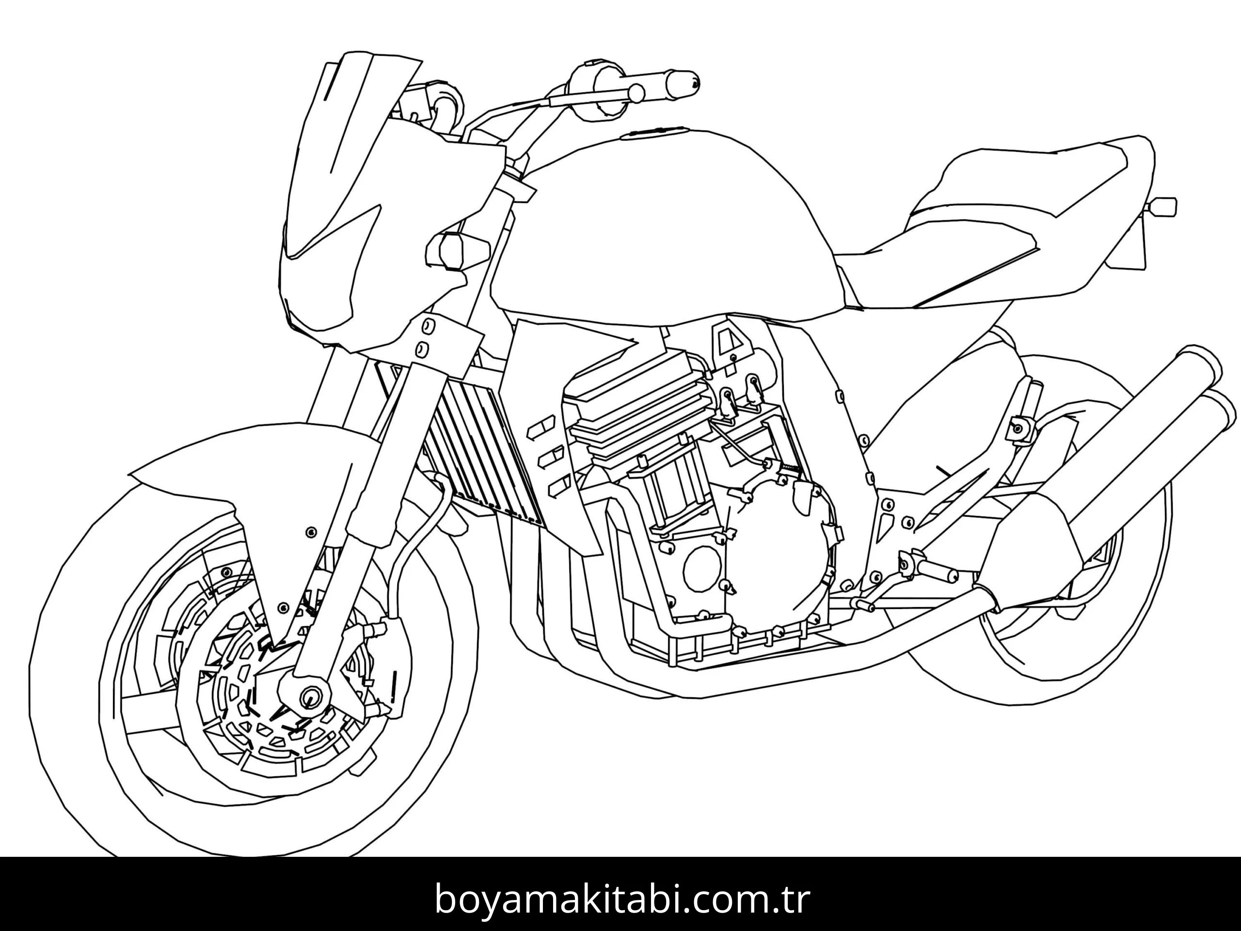 Motosiklet boyama sayfası #124 – PDF indir, sevimli karakter