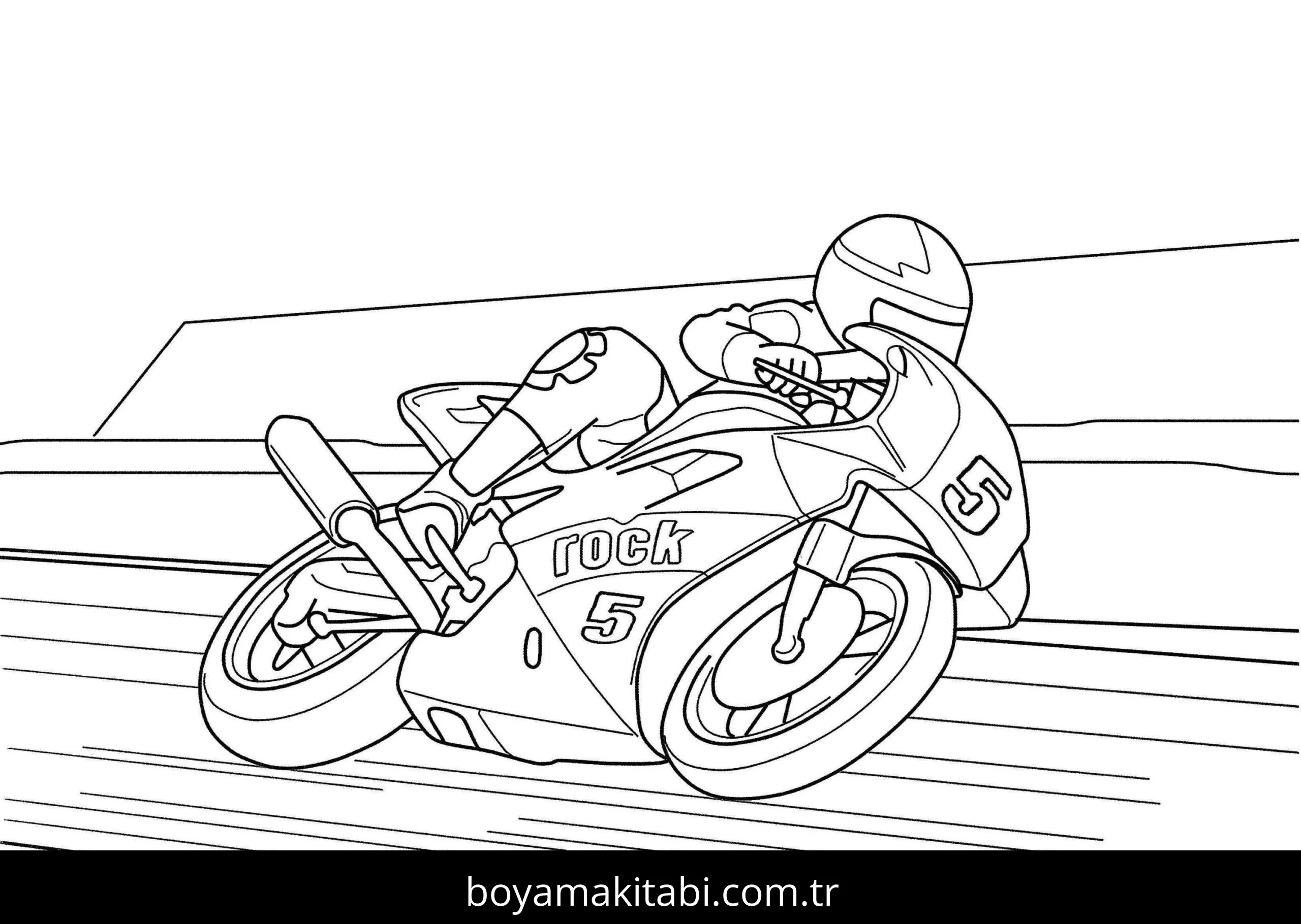 Motosiklet boyama sayfası #131 – sevimli karakter, sanatsal çalışma