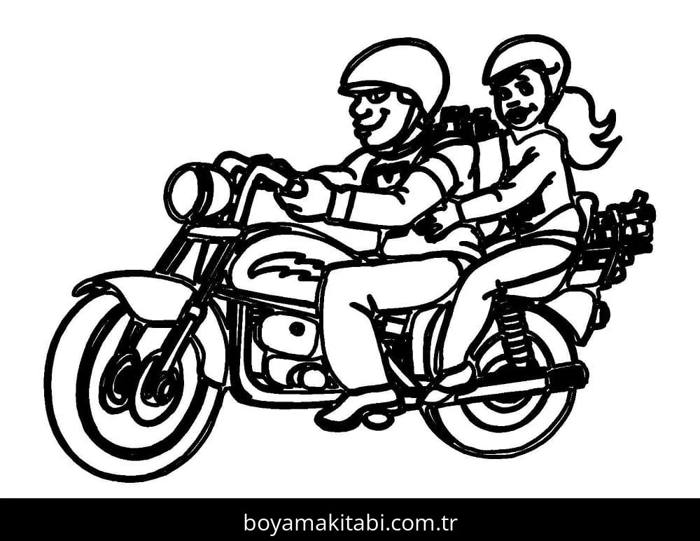 Motosiklet boyama sayfası #132 – çizgi film temalı, basit çizim