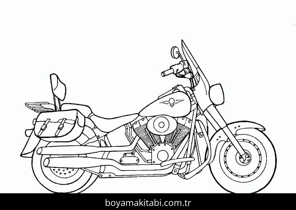Motosiklet boyama sayfası #133 – eğitici aktivite, yaratıcılık