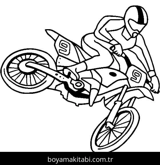 Motosiklet boyama sayfası #139 – basit çizim, yaz tatili etkinliği