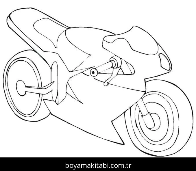 Motosiklet boyama sayfası #142 – renkli çizimler, dikkat ve odaklanma geliştirir