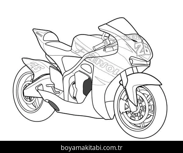 Motosiklet boyama sayfası #154 – ekran süresine alternatif, çocuklarla kaliteli zaman