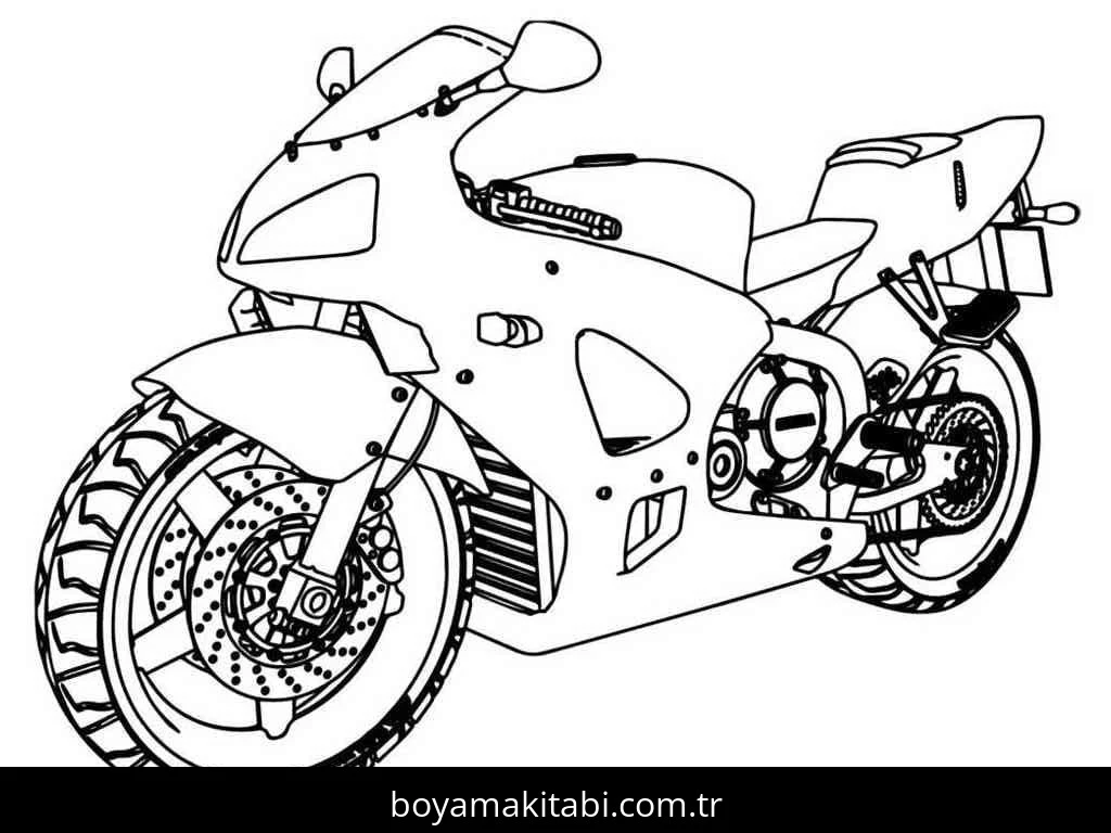 Motosiklet boyama sayfası #157 – mürekkep tasarrufu sağlar, PDF indir